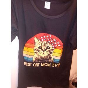 Graphic Tee Women's Black T-Shirt Best Cat Mom EVER Cute